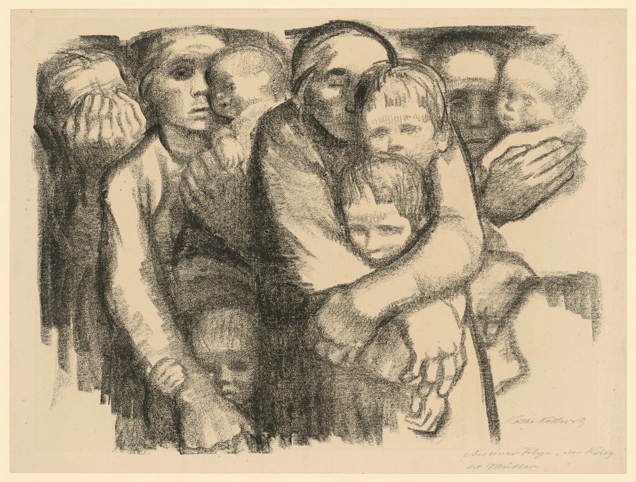 Matki (Odrzucona 2. wersja 6. planszy z „Wojny”, 1. stan) autorstwa Käthe Kollwitz