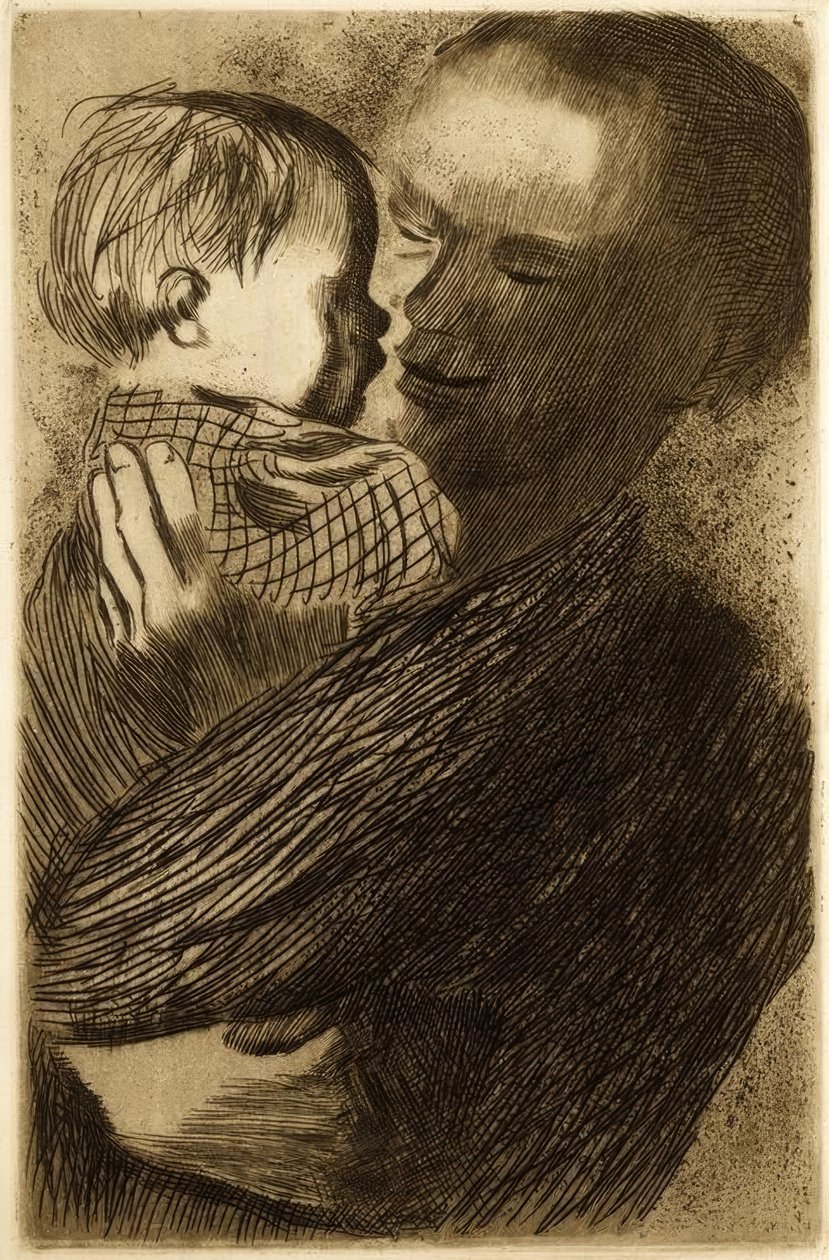 Matka z dzieckiem w ramionach autorstwa Käthe Kollwitz