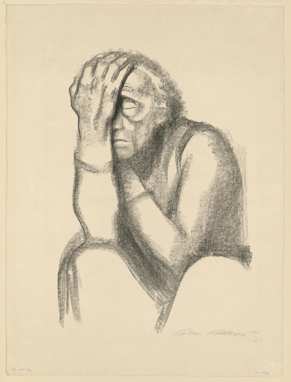 Zamyślona kobieta (Rozpacz) (2. stan) autorstwa Käthe Kollwitz
