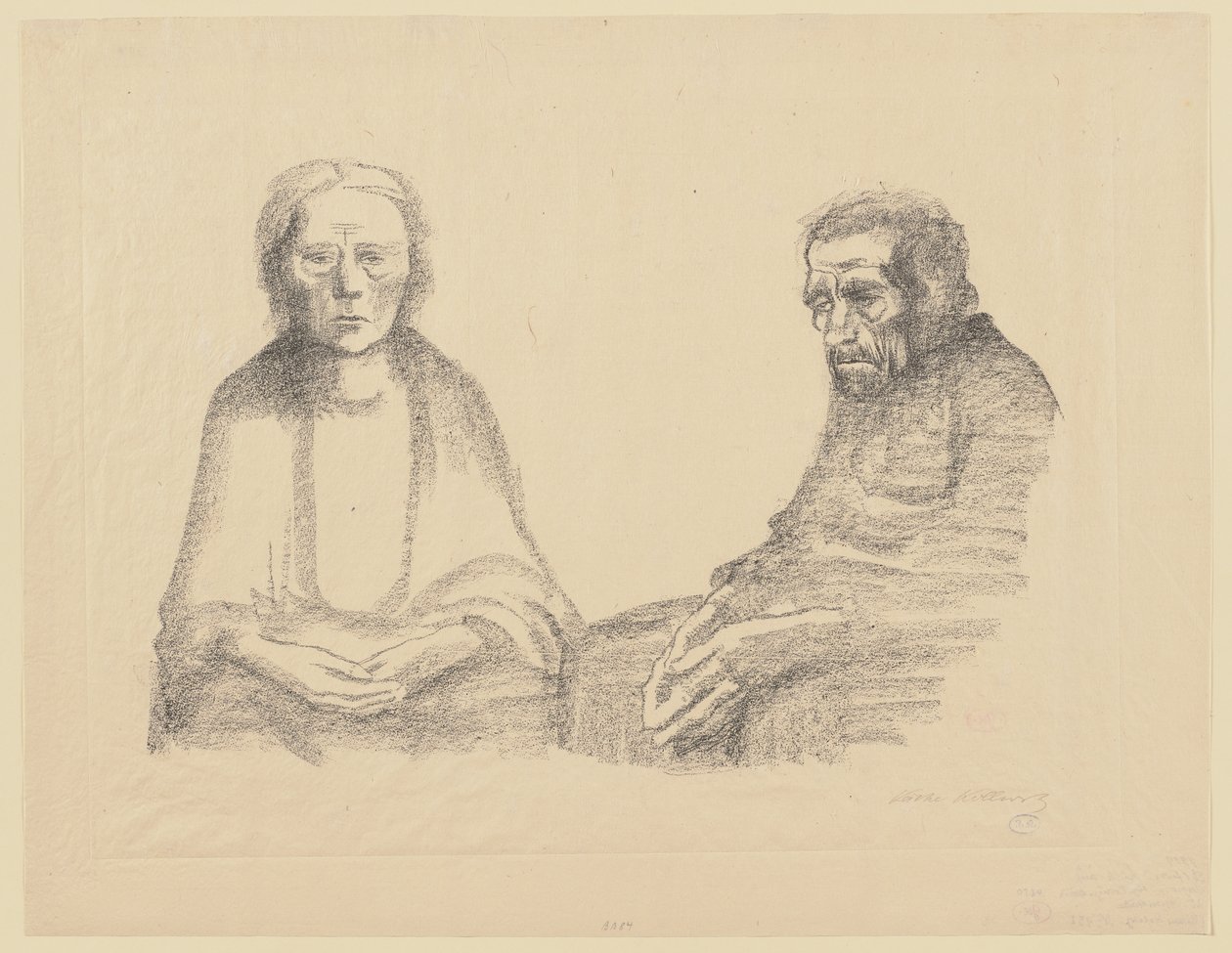 Odrzucona druga wersja arkusza 3 z cyklu „Wojna” autorstwa Käthe Kollwitz