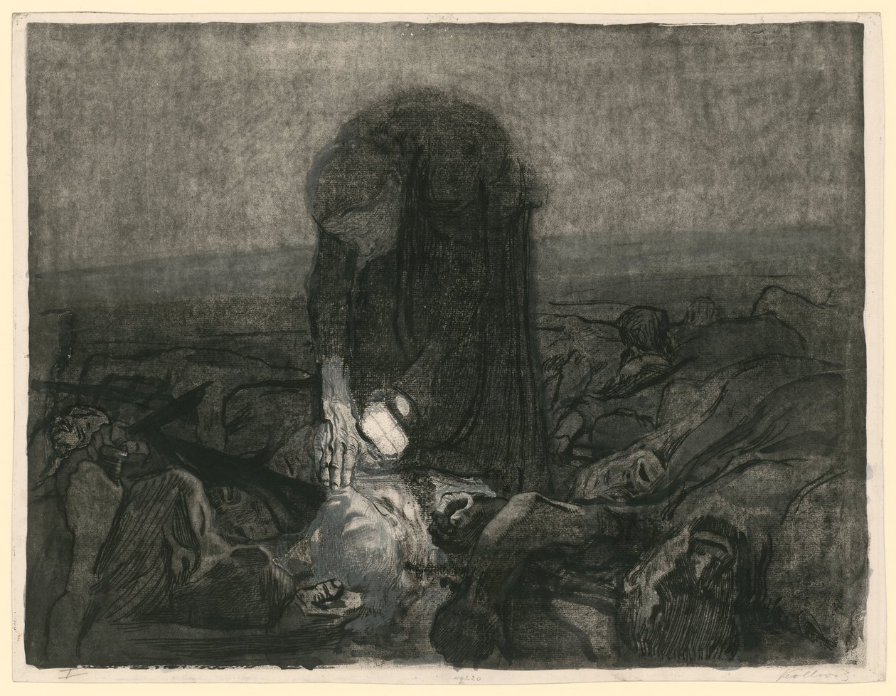 Pole bitwy (arkusz 6 z „Wojny chłopskiej”, wersja 2) autorstwa Käthe Kollwitz