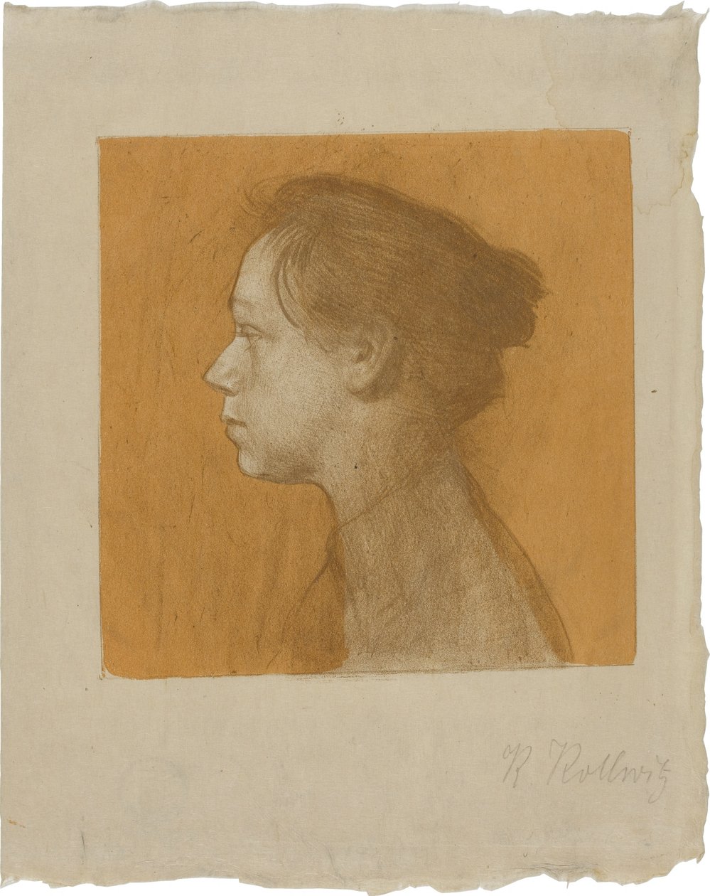 Autoportret z profilu w lewo autorstwa Käthe Kollwitz