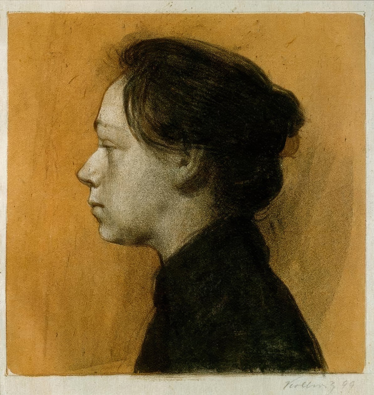 Autoportret z profilu w lewo II autorstwa Käthe Kollwitz