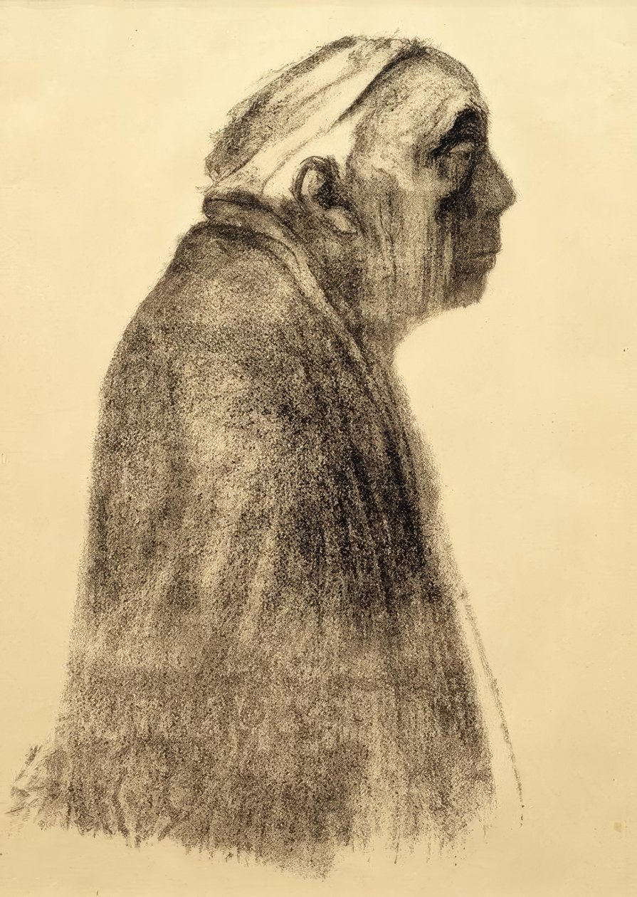 Autoportret z profilu po prawej stronie autorstwa Käthe Kollwitz