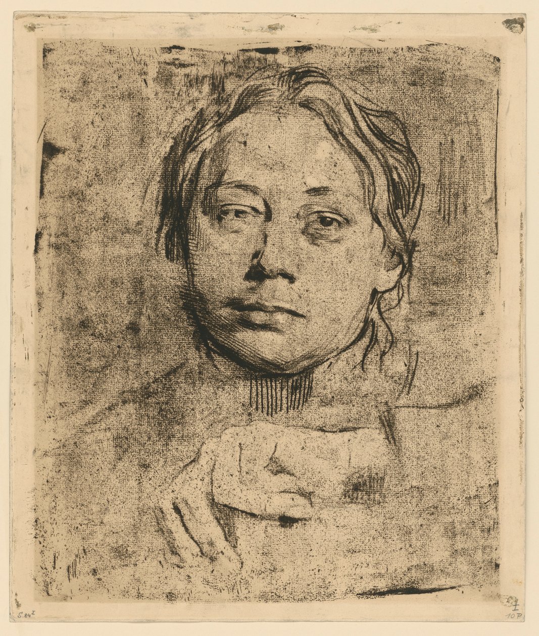 Autoportret z lewą ręką (stan 1) autorstwa Käthe Kollwitz