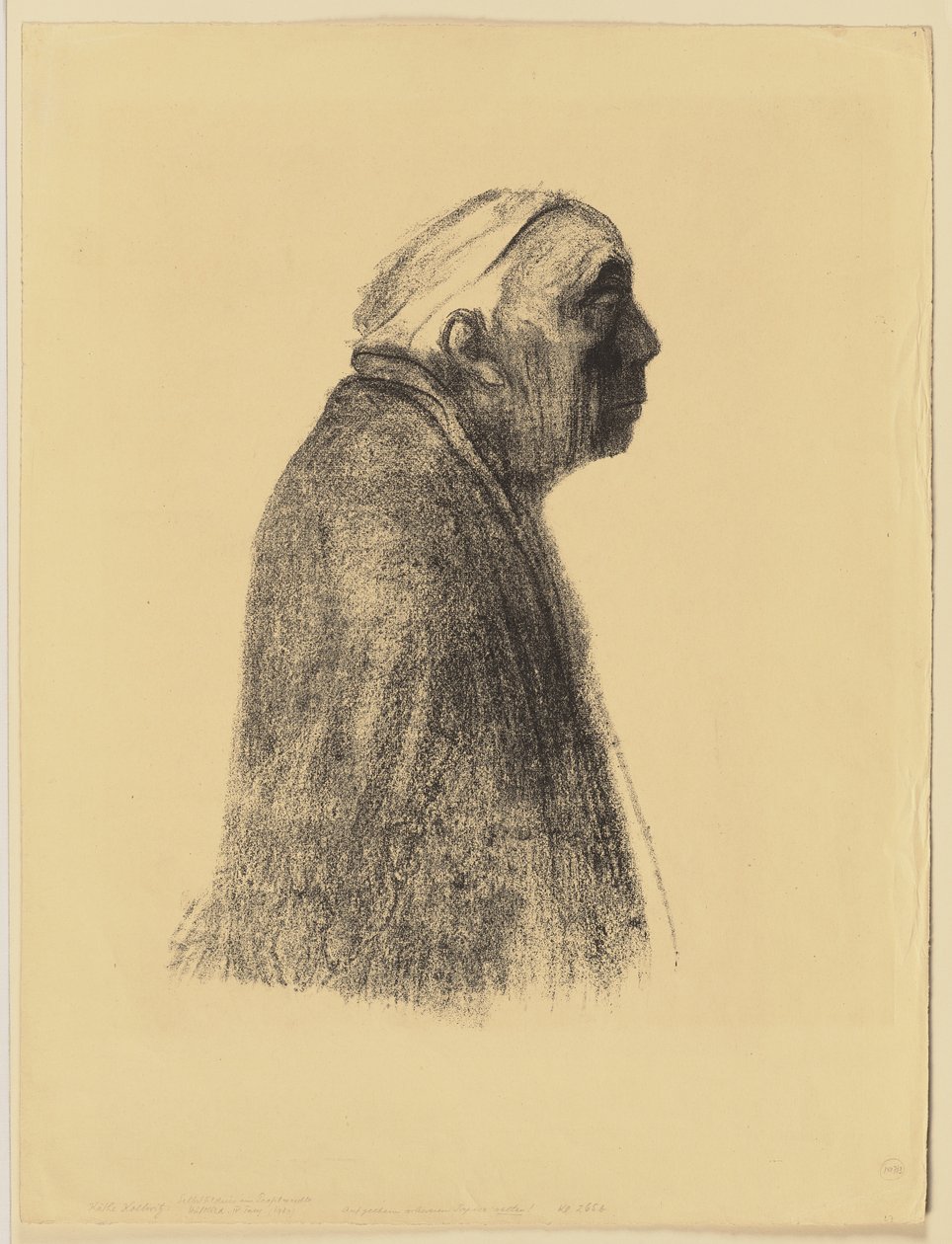 Autoportret z profilu w prawo autorstwa Käthe Kollwitz