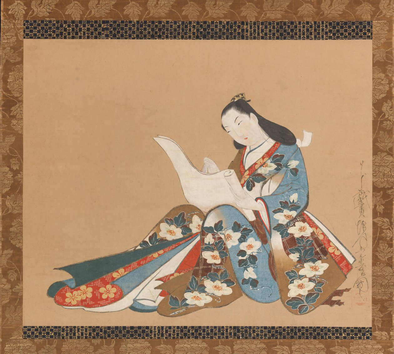 Kurtyzana pisze list , ca. 1715. autorstwa Kaigetsudō Doshin