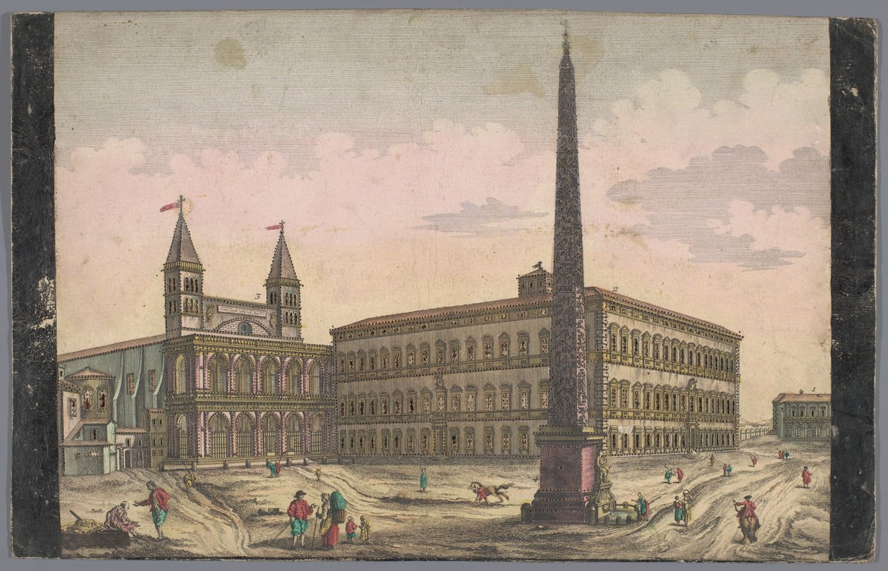 Widok na Piazza di San Giovanni in Laterano w Rzymie Widok na Place de St Lean de Lateran (tytuł na obiekcie) autorstwa Kaiserlich Franziskische Akademie