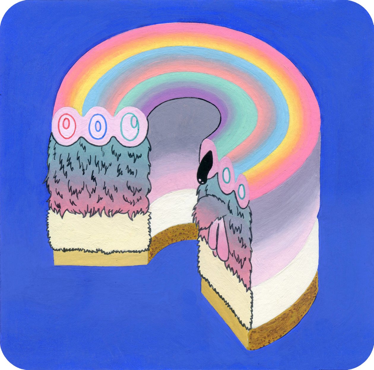 Fuzzcake, 2017 (technika mieszana na papierze) autorstwa Kam Tsz