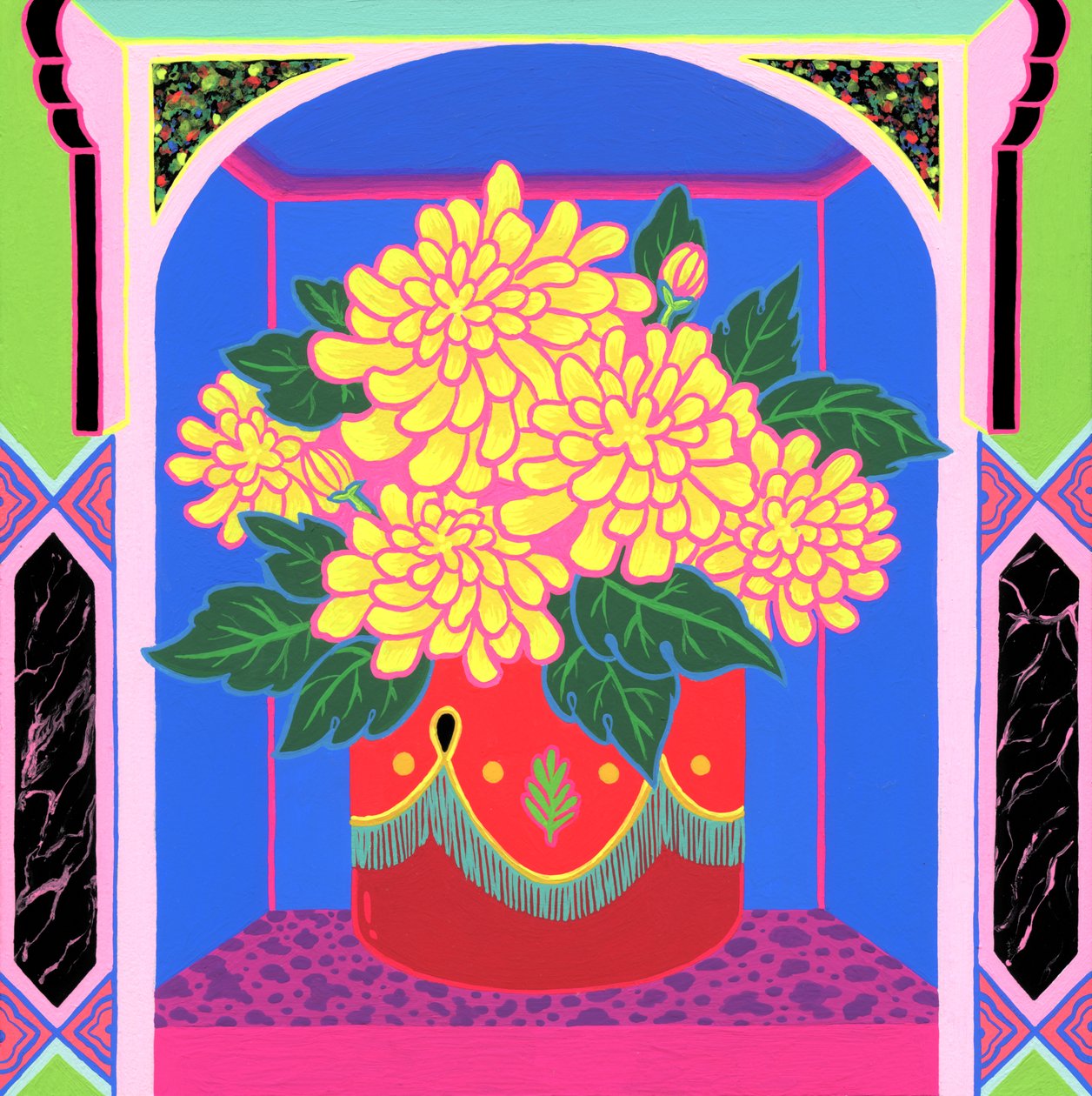 Marigold, 2020 (akryl na desce) autorstwa Kam Tsz