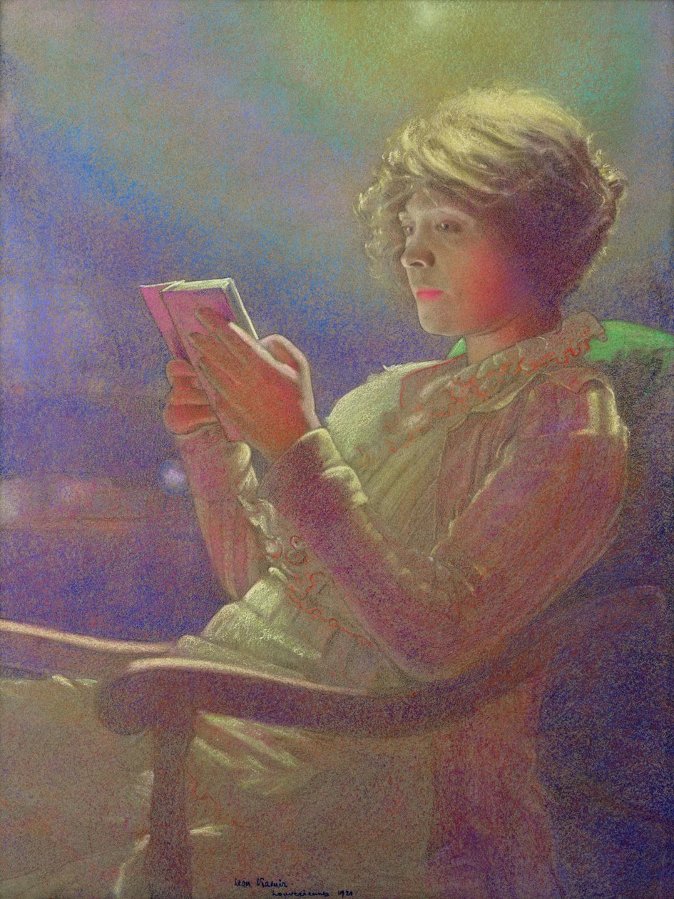 Kobieta czytająca, 1921 (pastel na papierze) autorstwa Kamir Kaufman