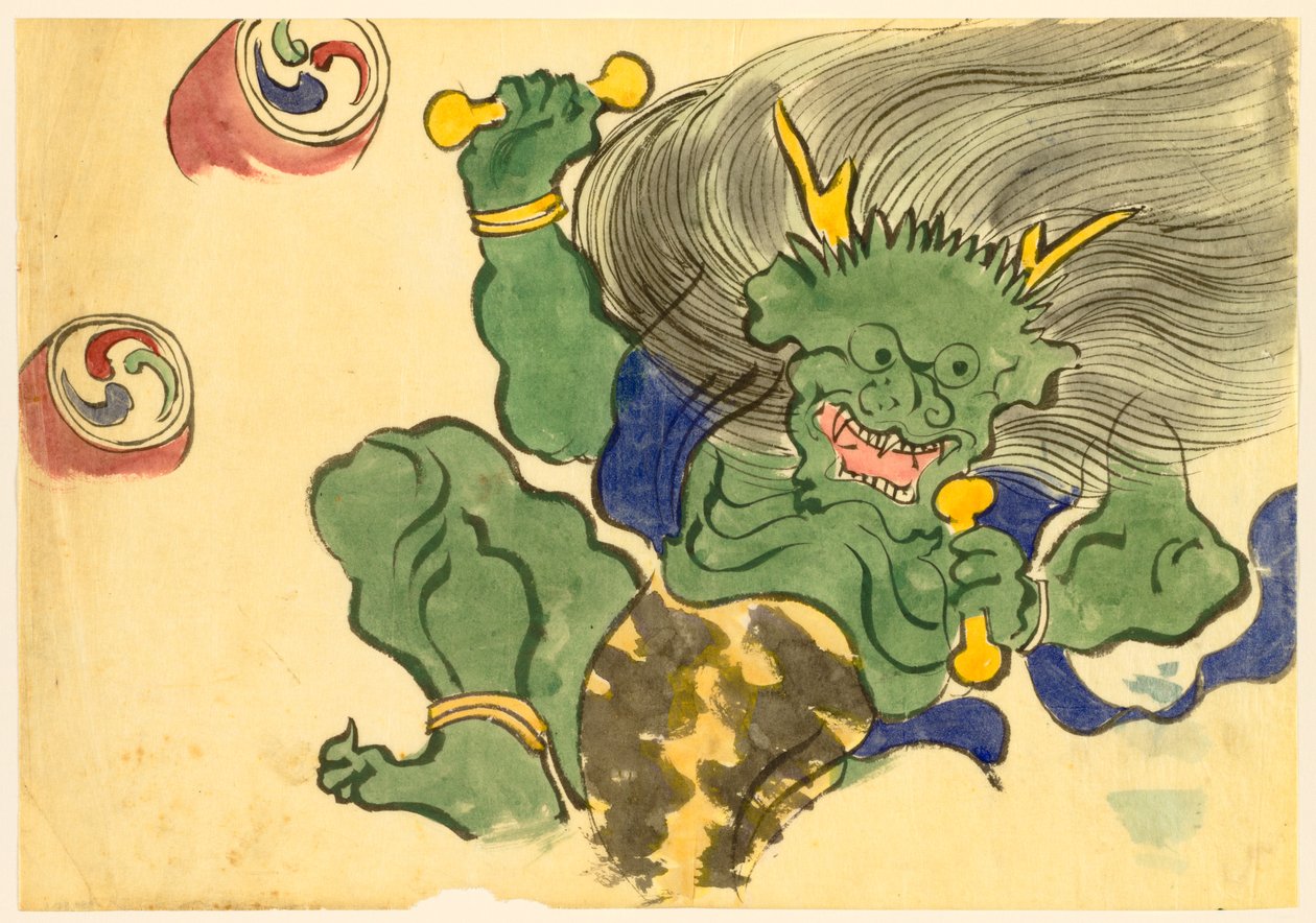 Kwiaty stu światów (Momoyogusa): Bóg piorunów (Raijin) autorstwa Kamisaka Sekka