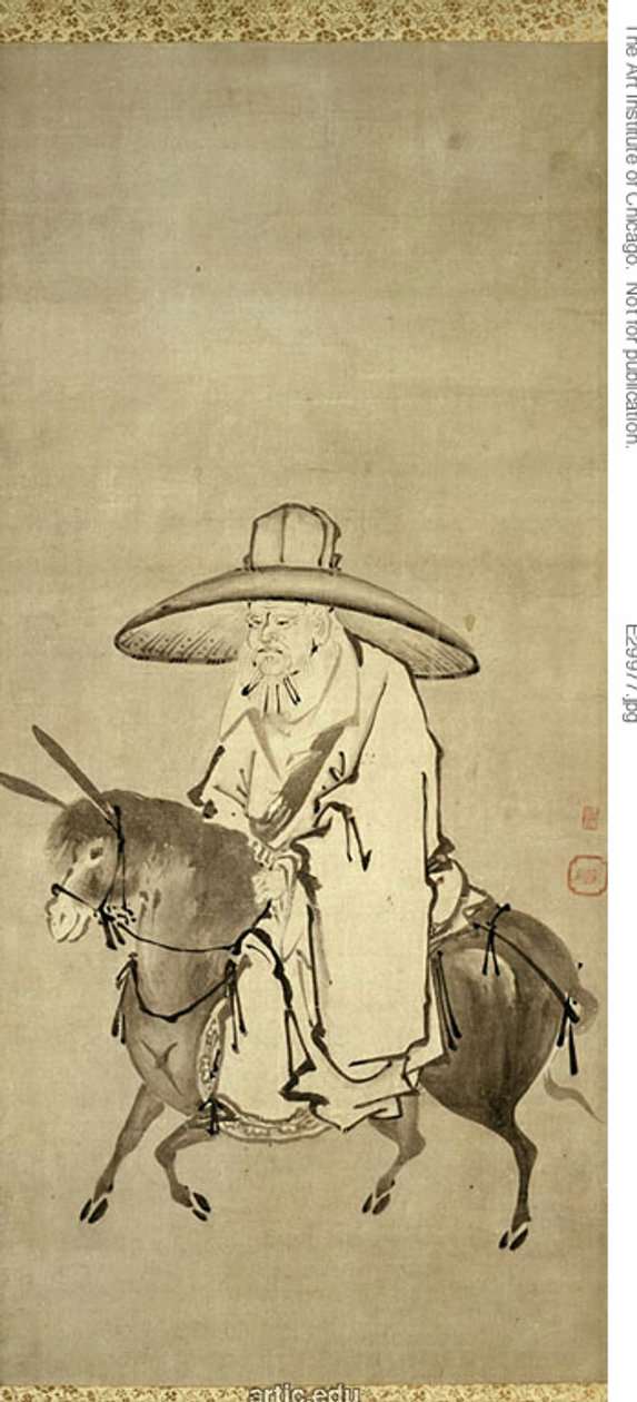 Poeta Du Fu jadący na ośle autorstwa Kanô Shigenobu