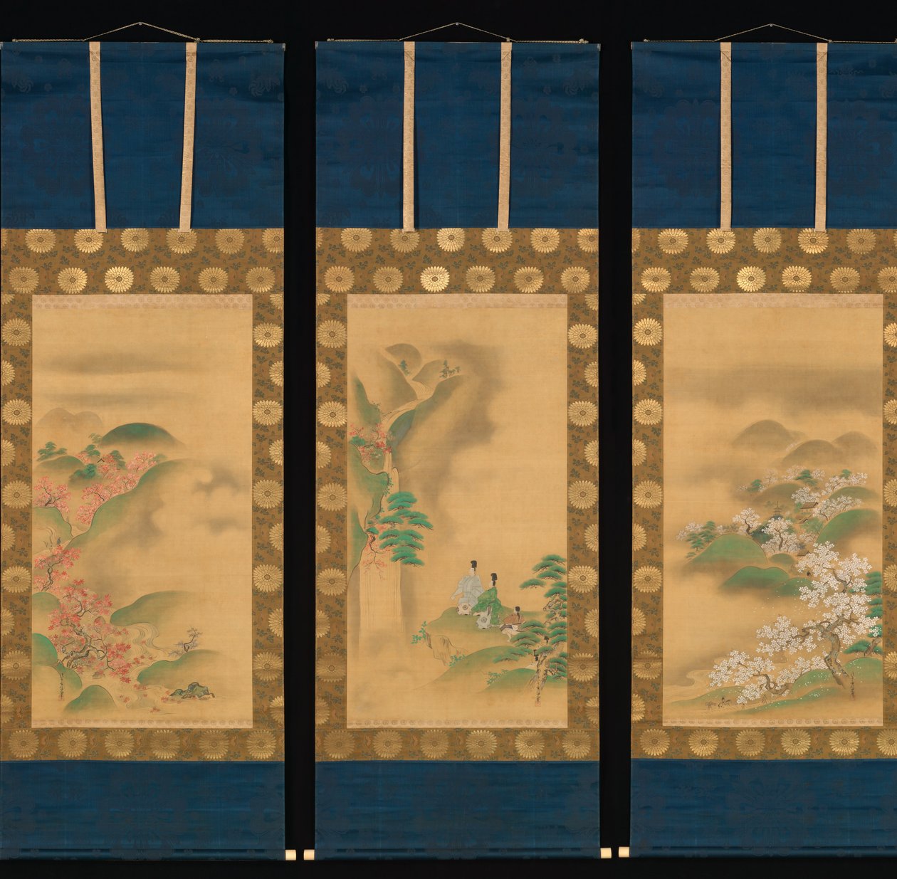 Nunobiki Wateru, Góra Tatsuta Yoshino, Plan D Tatsuta River, ręka Af r 1709. autorstwa Kanô Yôboku Tsunenobu