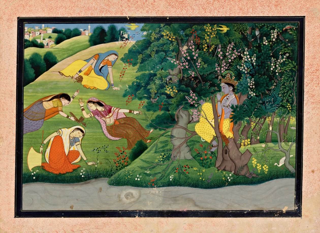 Krishna Fluting do Milkmaids autorstwa Unknown