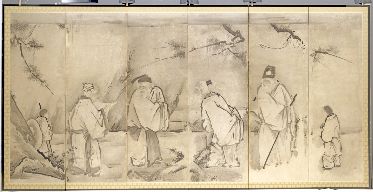 Czterech starszych z góry Shang, 1600s. autorstwa Kanō Tan’yū
