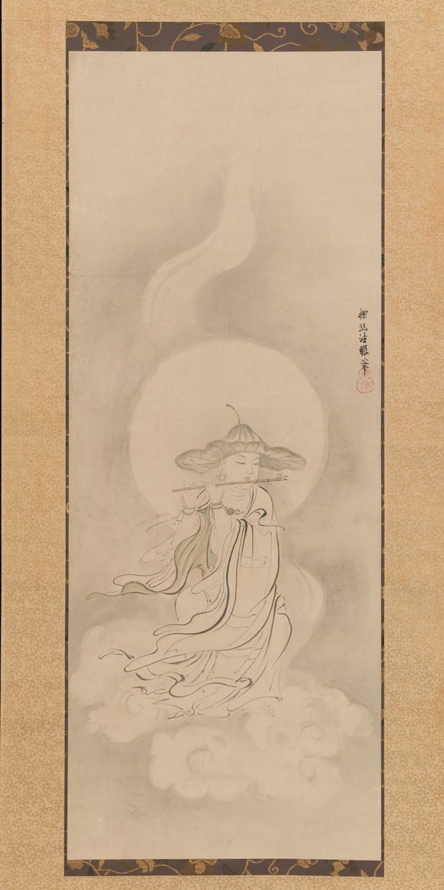 Jizo Bosatsu grający na flecie, połowa XVII wieku. autorstwa Kanō Tan’yū