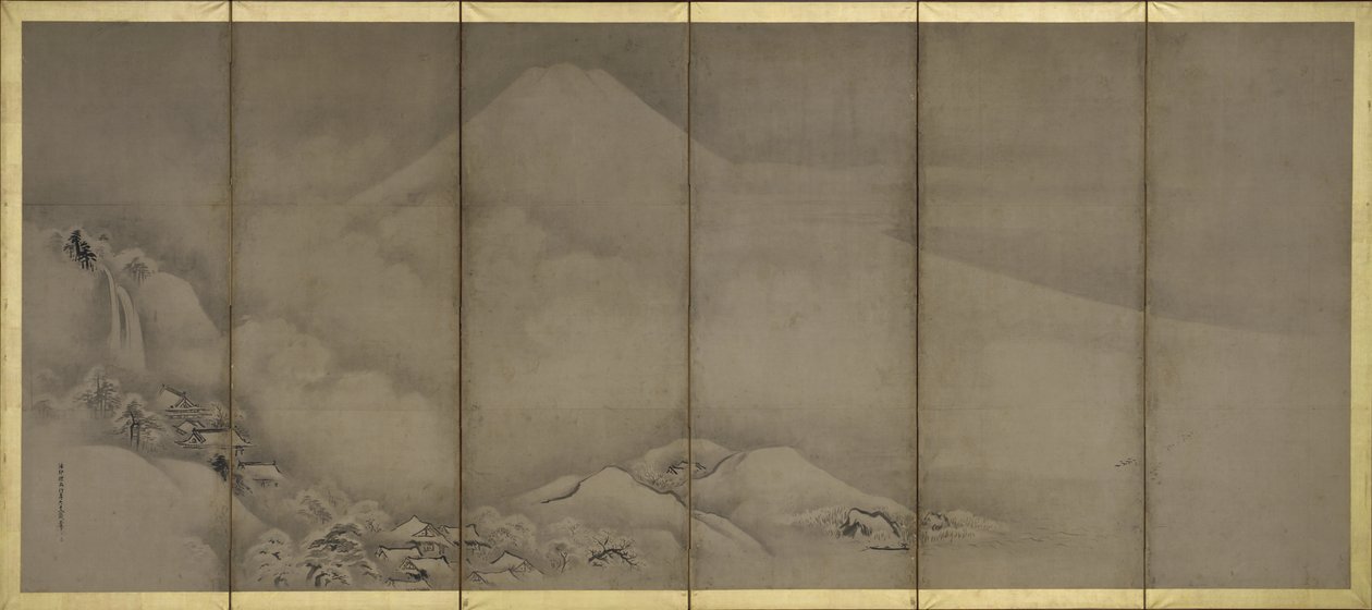 Mount Fuji i Matsubara Point, ekrany autorstwa Kano Tanyu