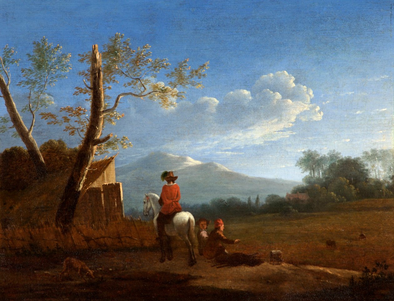 Krajobraz z łapaczami ptaków, ok. 1670 autorstwa Karel Dujardin