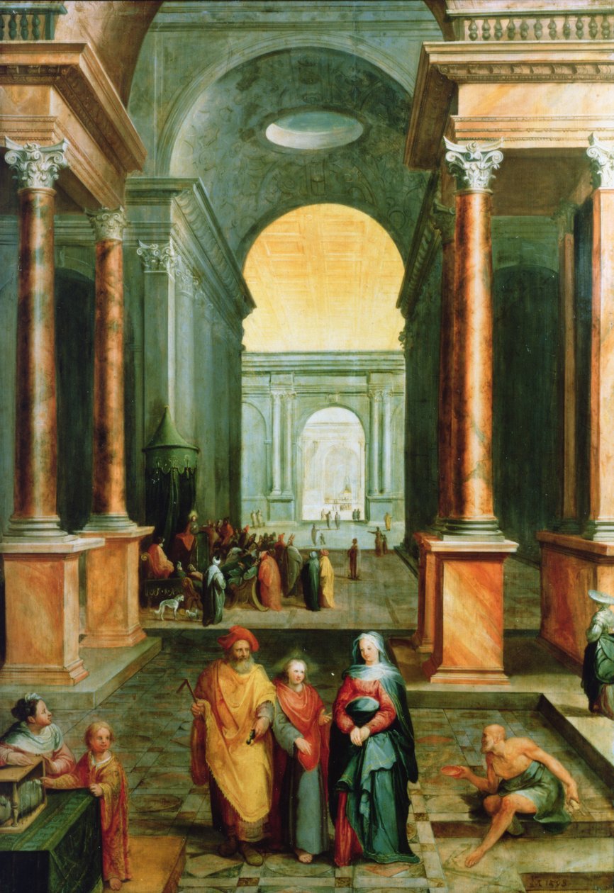 Chrystus w świątyni, 1598 (panel) autorstwa Karel van Mander III