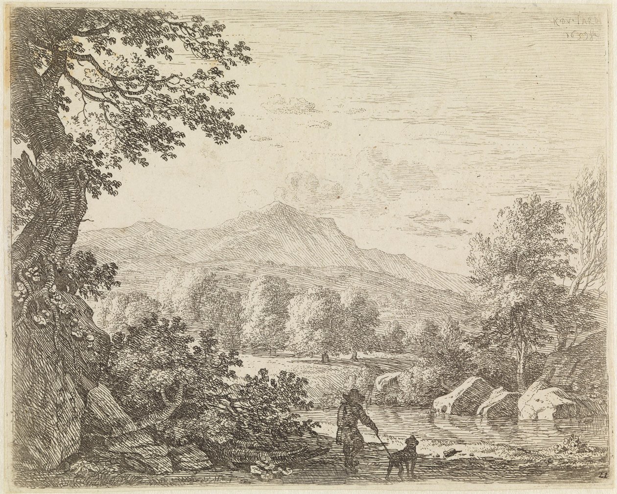 Mężczyzna z psem autorstwa Karel Dujardin