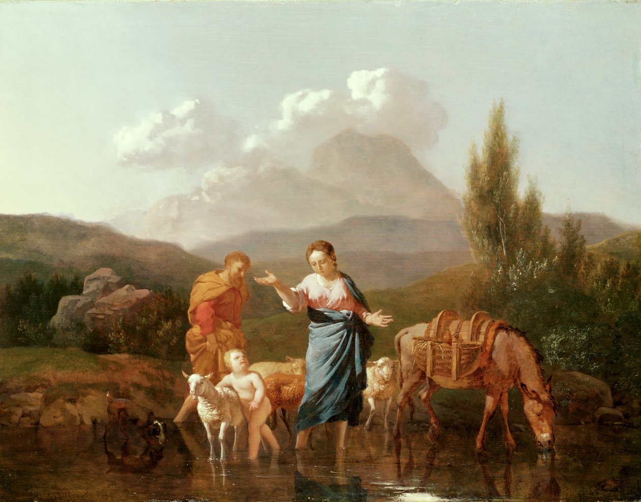 Święta rodzina nad strumieniem autorstwa Karel Dujardin