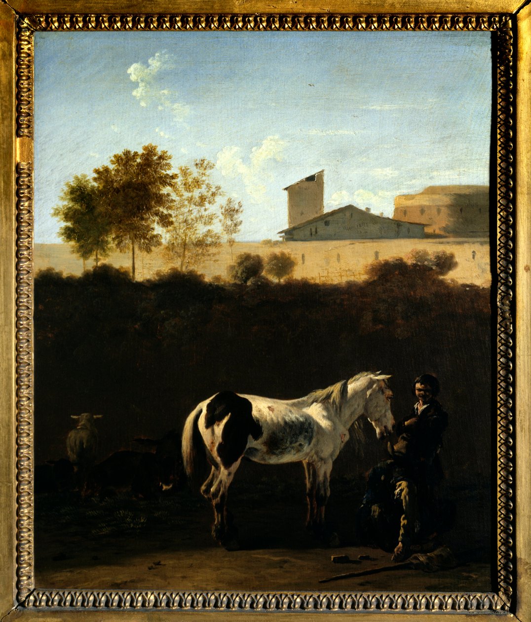 Pejzaż Włoch z obrazem Patres i Horse Pie autorstwa Karela Dujardina (1621-1678) (ec.hol.) 1675 nd. 0,32x0,27 m Paryż, Musee du Louvre. autorstwa Karel Dujardin