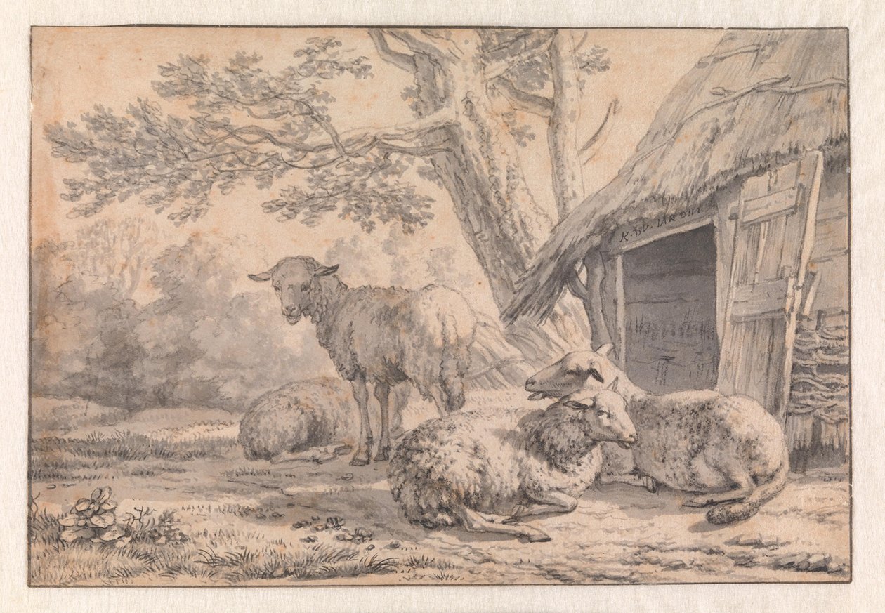 Owce przy stodole autorstwa Karel Dujardin