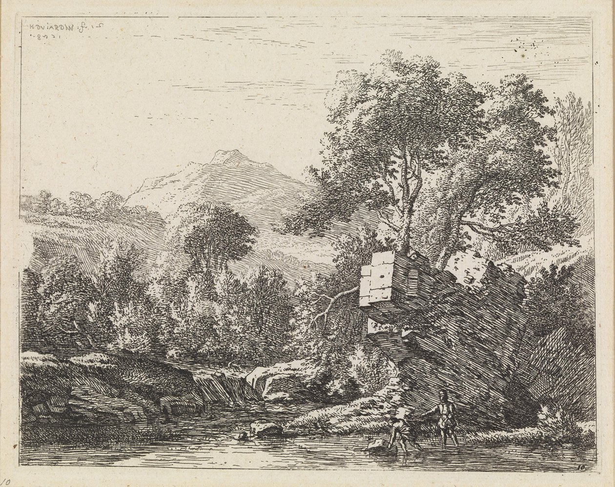 Dwaj mężczyźni przy kamieniu w wodzie autorstwa Karel Dujardin