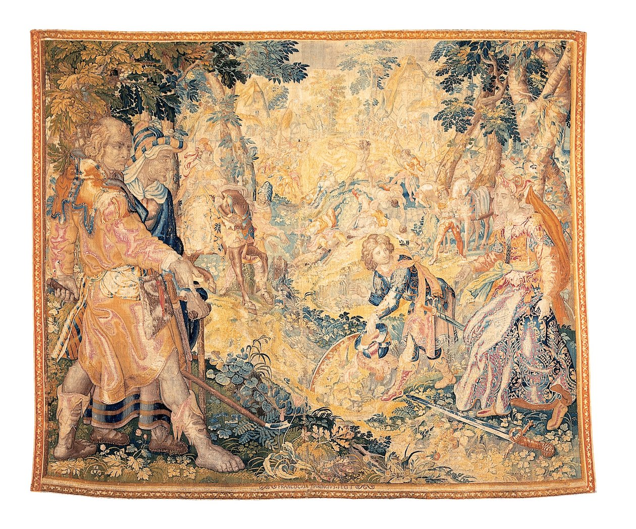 Mitologiczny gobelin z Delft przedstawiający scenę z Orlando Furioso, autorstwa Franciscusa Spierinckxa autorstwa Karel Van Mander