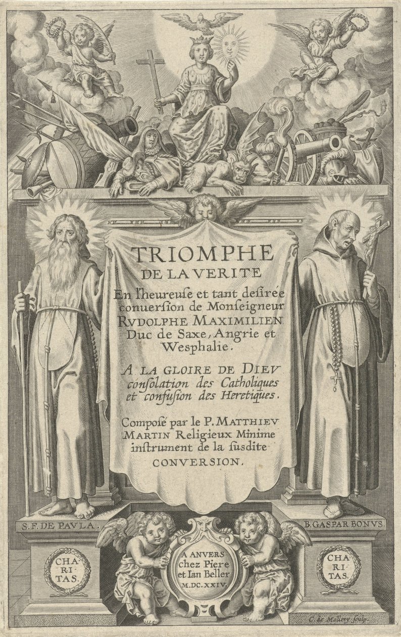 Strona tytułowa dla: Triomphe de la Verite, 1624 autorstwa Karel van Mallery
