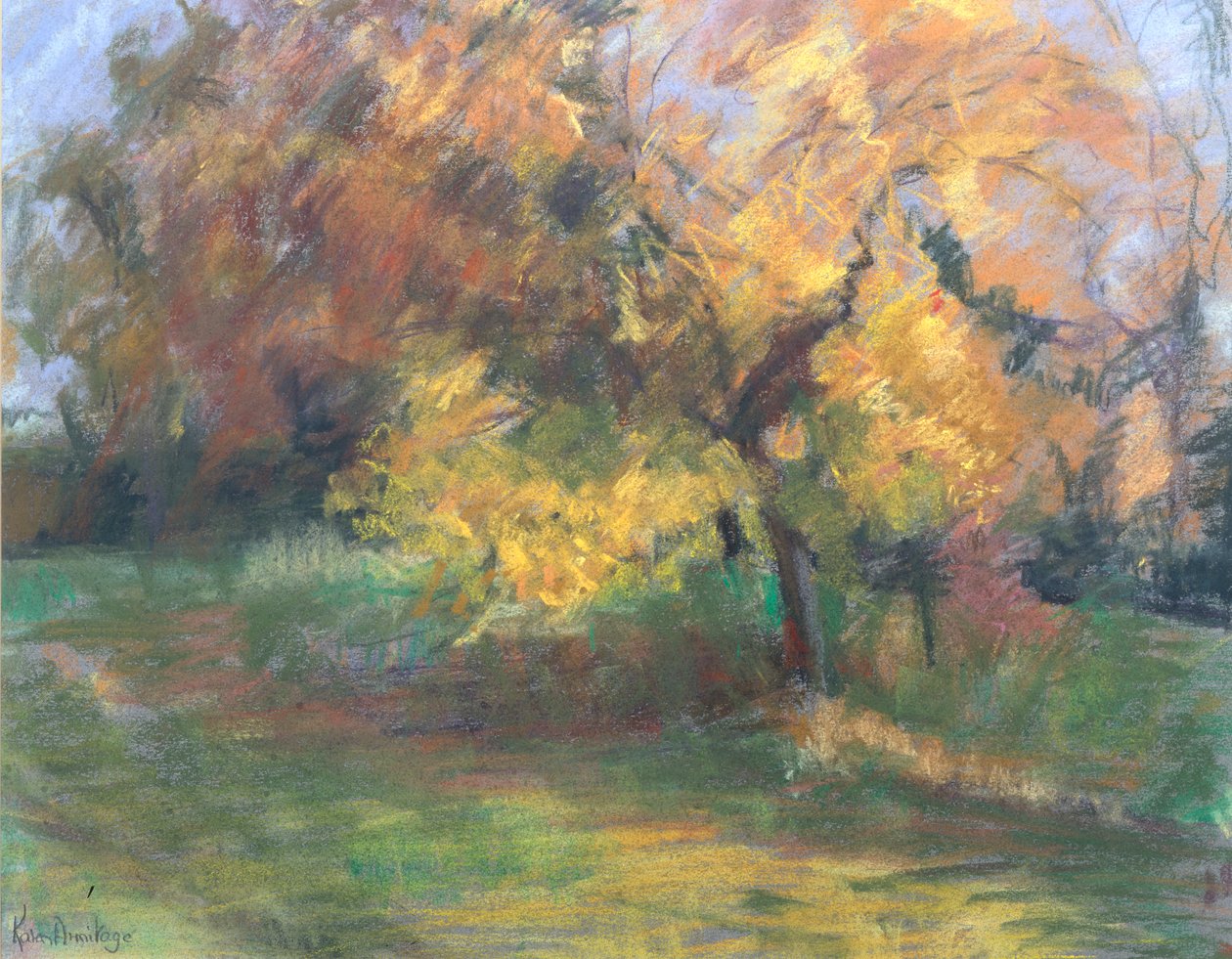 Jesień w May Banks, Sussex, 2000 (pastel na papierze) autorstwa Karen Armitage
