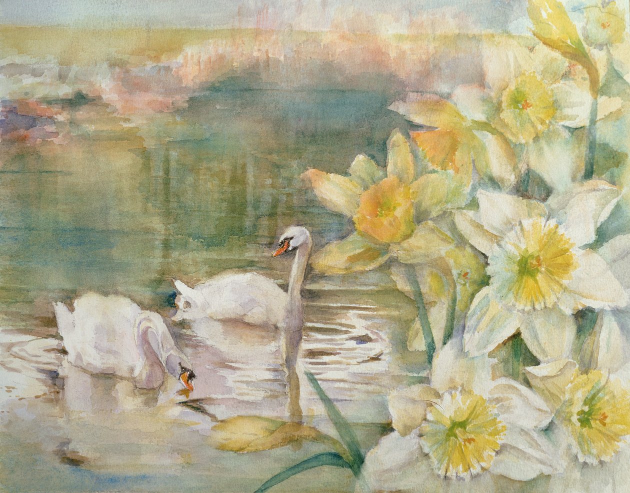 Łabędzie w Hurst autorstwa Karen Armitage
