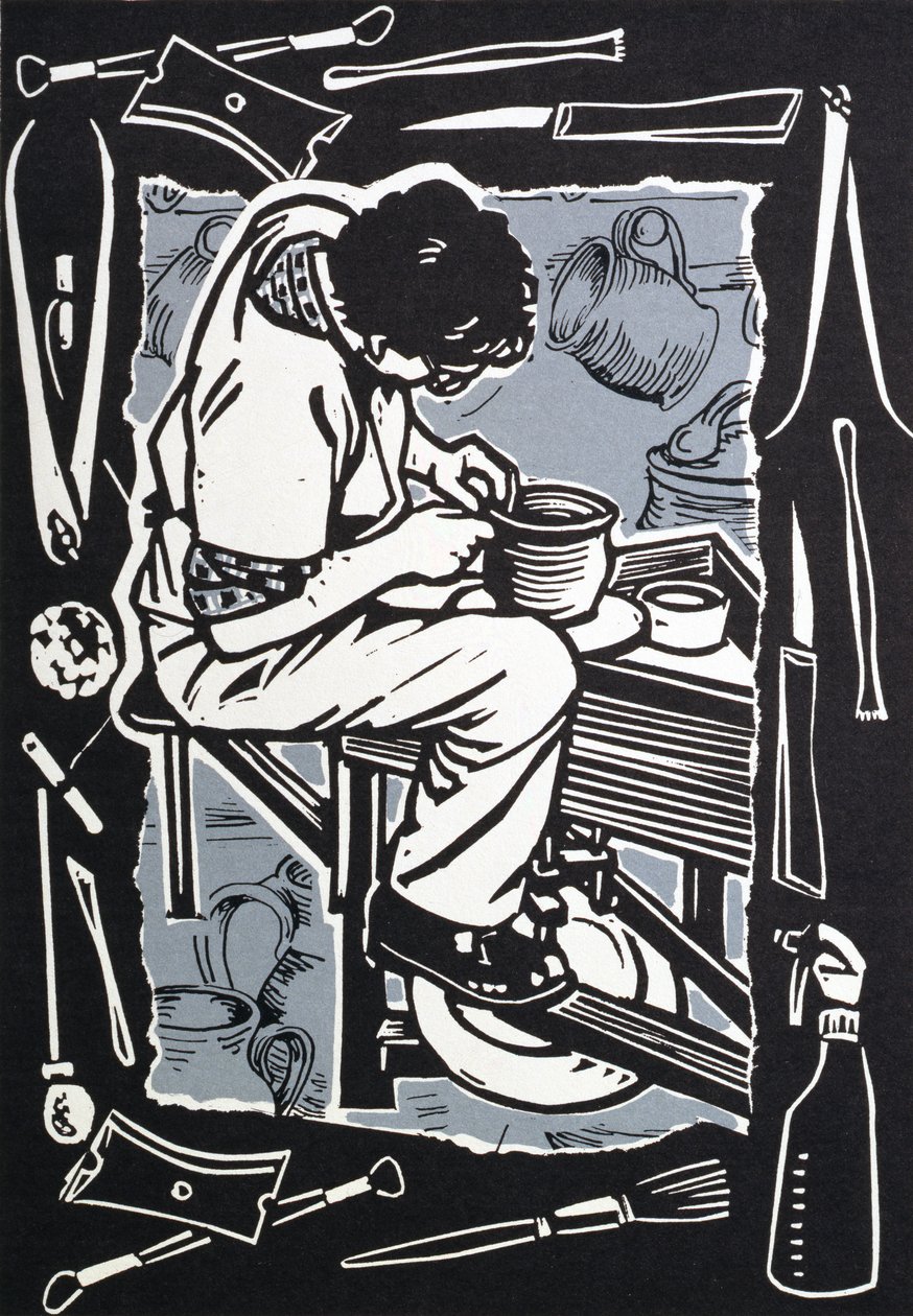 Potter, 1998 (linoryt na papierze) autorstwa Karen Cater