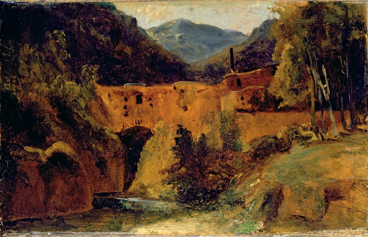 Młyn w dolinie koło Amalfi, 1829 (olej na papierze na płótnie) autorstwa Carl Blechen