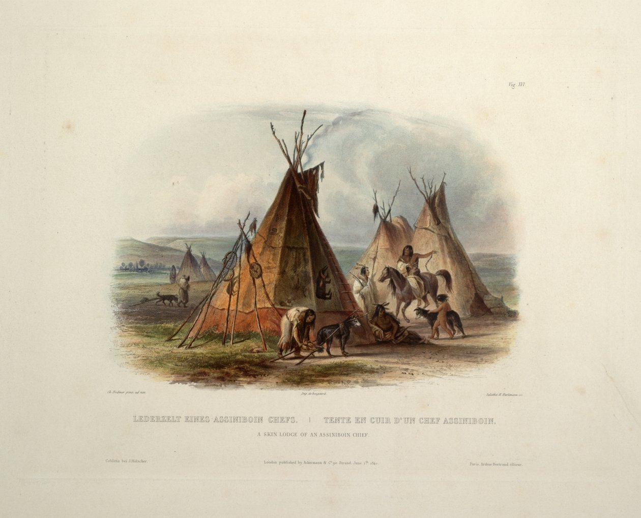Skórzana loża wodza Assiniboin autorstwa Karl Bodmer