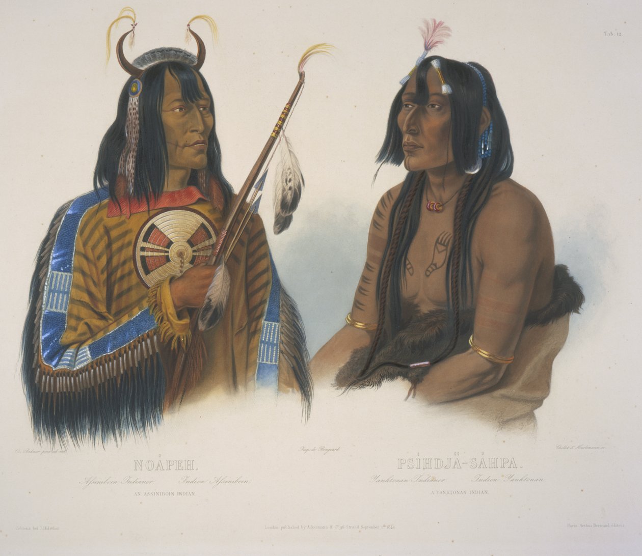 Indianin Assiniboin i Indianin Yanktonan autorstwa Karl Bodmer
