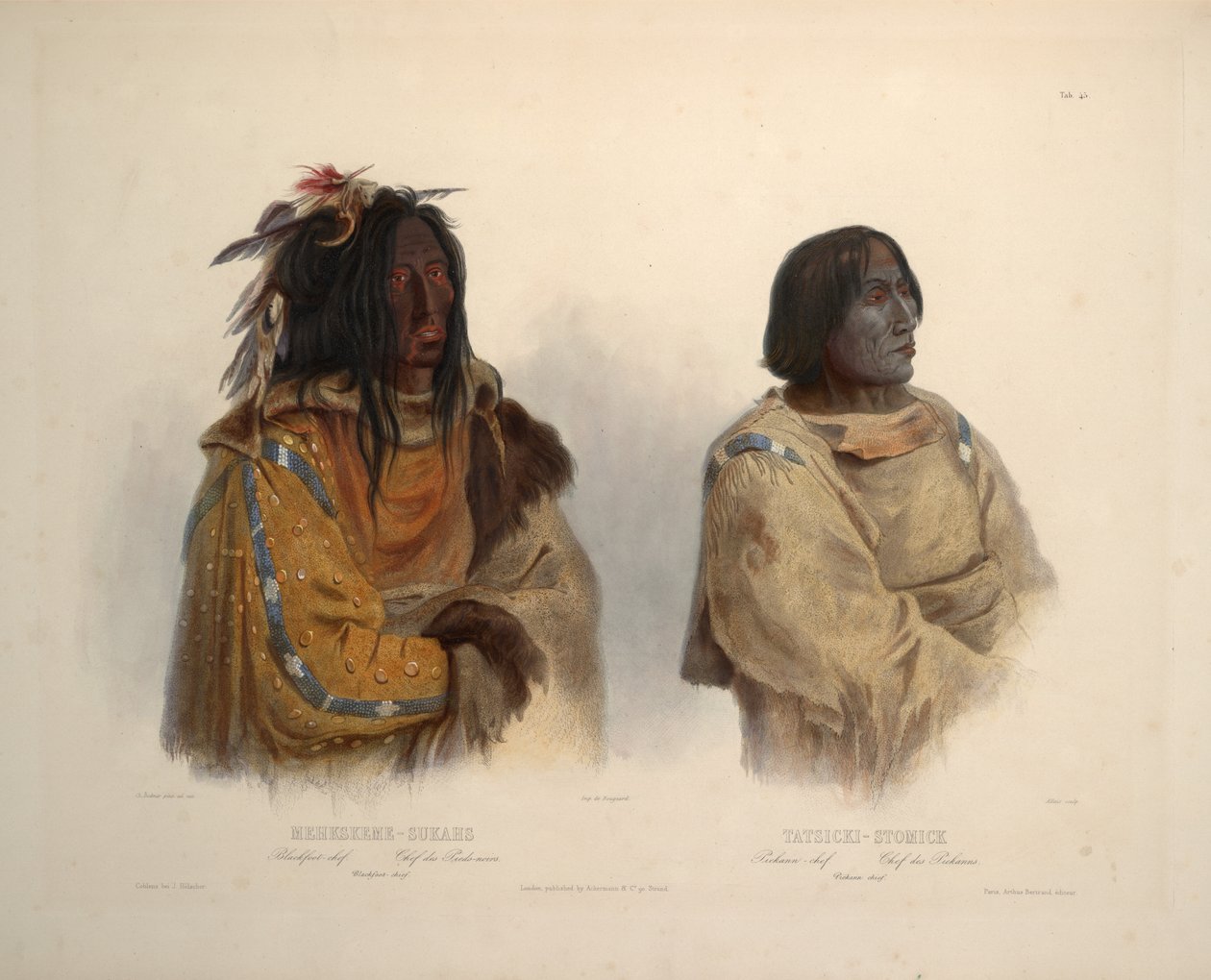 Wódz Czarnych Stóp i Wódz Peikann autorstwa Karl Bodmer