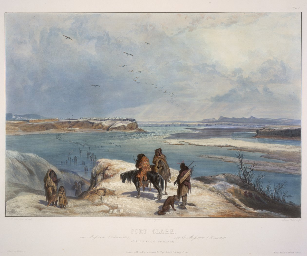 Fort Clark nad Missouri (luty 1834) autorstwa Karl Bodmer