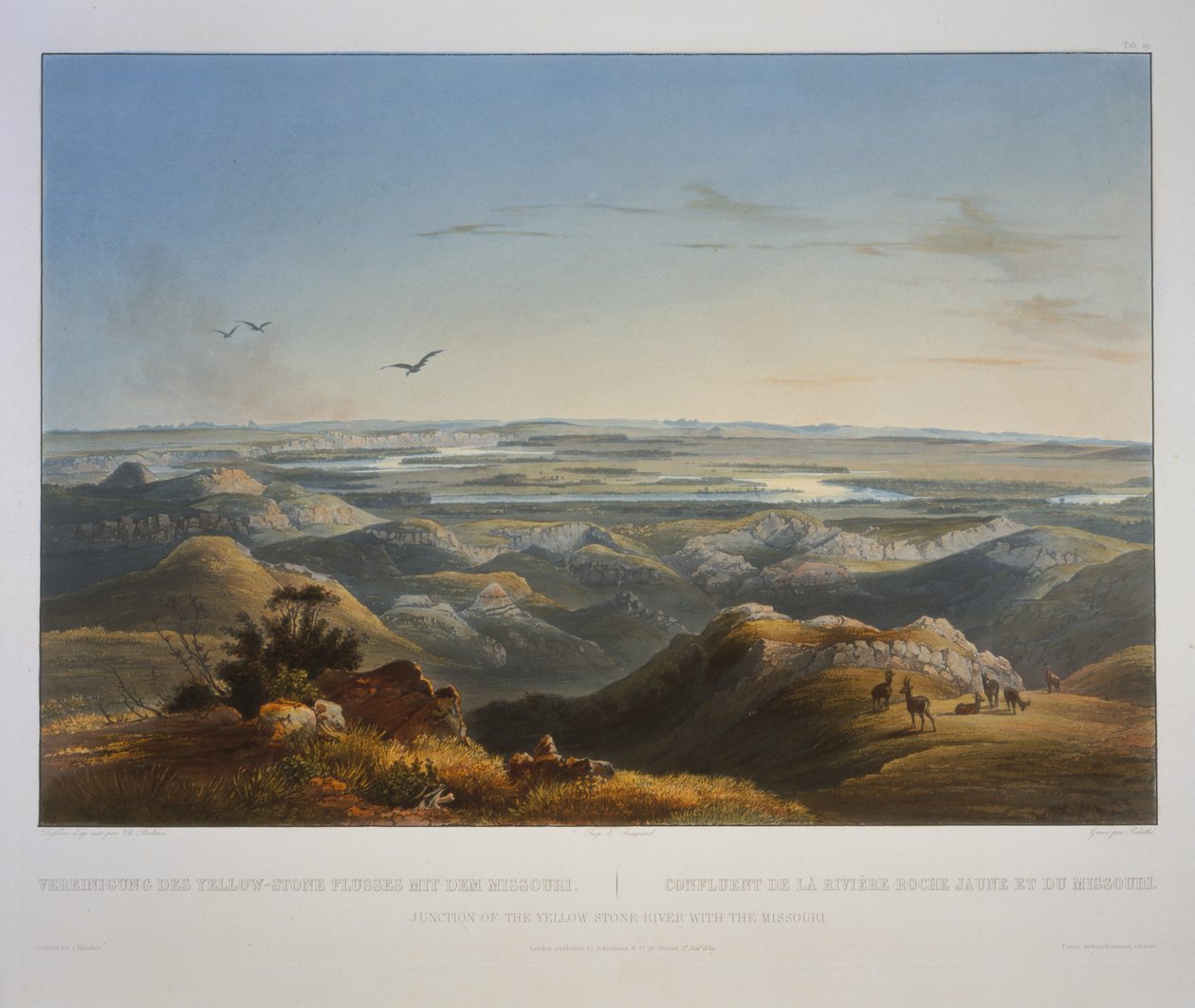 Skrzyżowanie rzeki Yellowstone z Missouri autorstwa Karl Bodmer