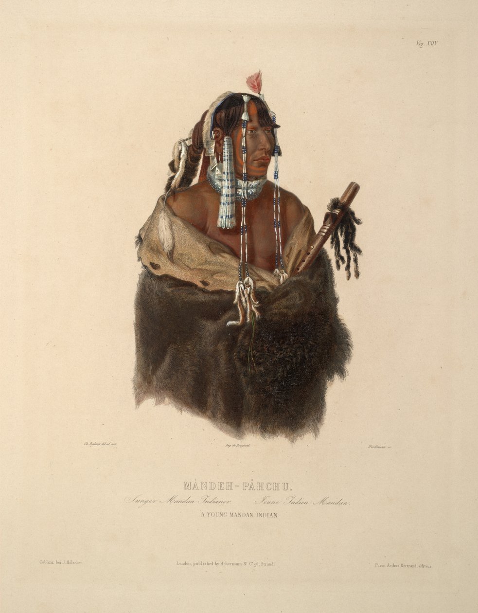 Mandeh-Pahchu młody indianin Mandan autorstwa Karl Bodmer