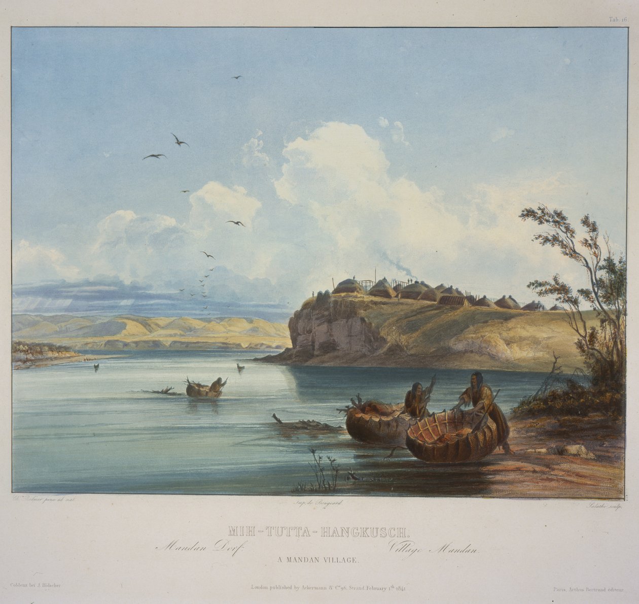 Mih-Whole-Hangkusch. Wioska Mandan autorstwa Karl Bodmer