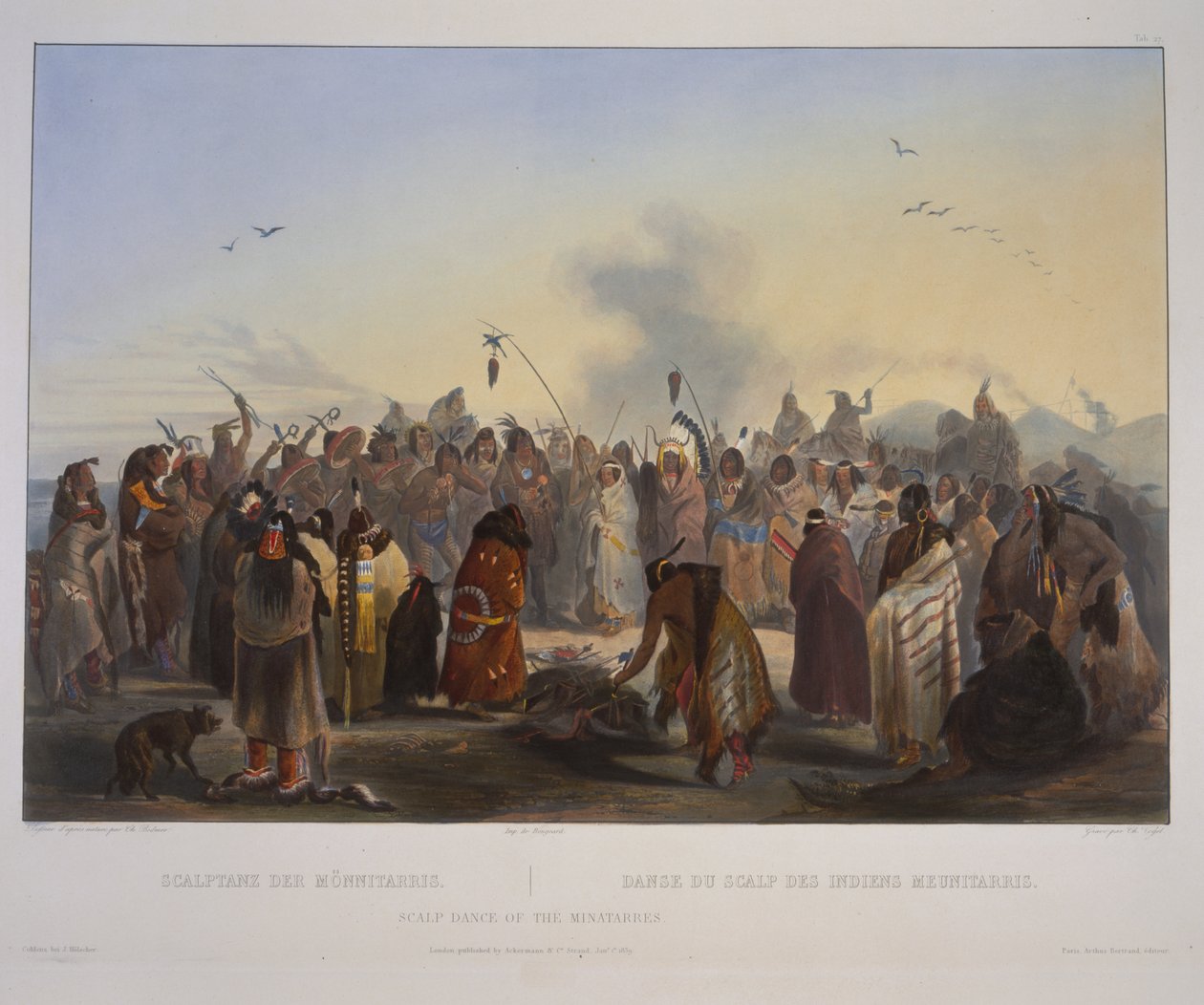 Taniec skóry głowy Minatarres autorstwa Karl Bodmer