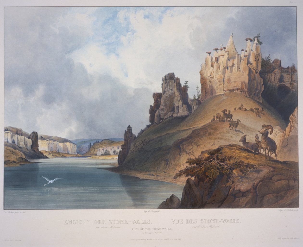 Widok na kamienne mury autorstwa Karl Bodmer