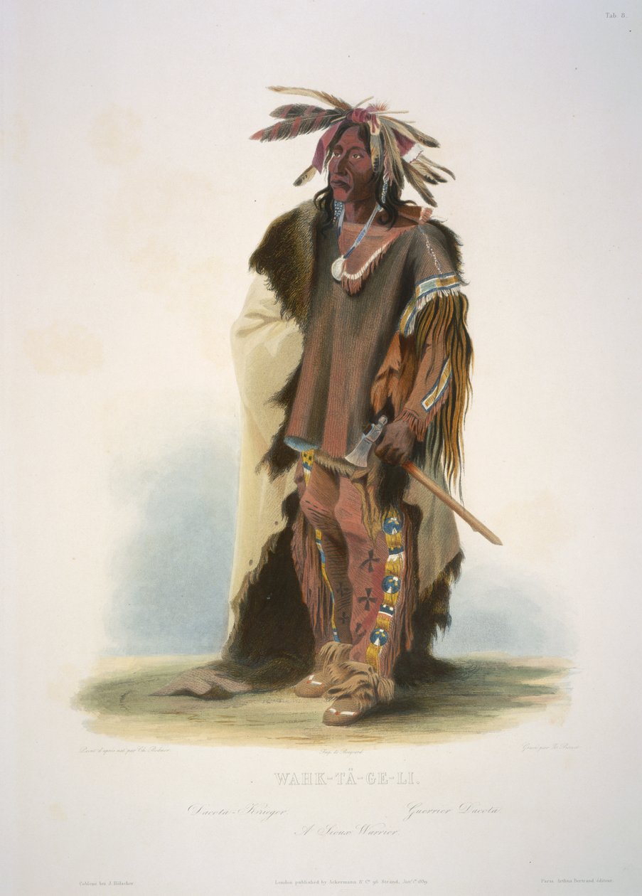 Wahk-ta-Ge-Li. Wojownik Siuksów autorstwa Karl Bodmer