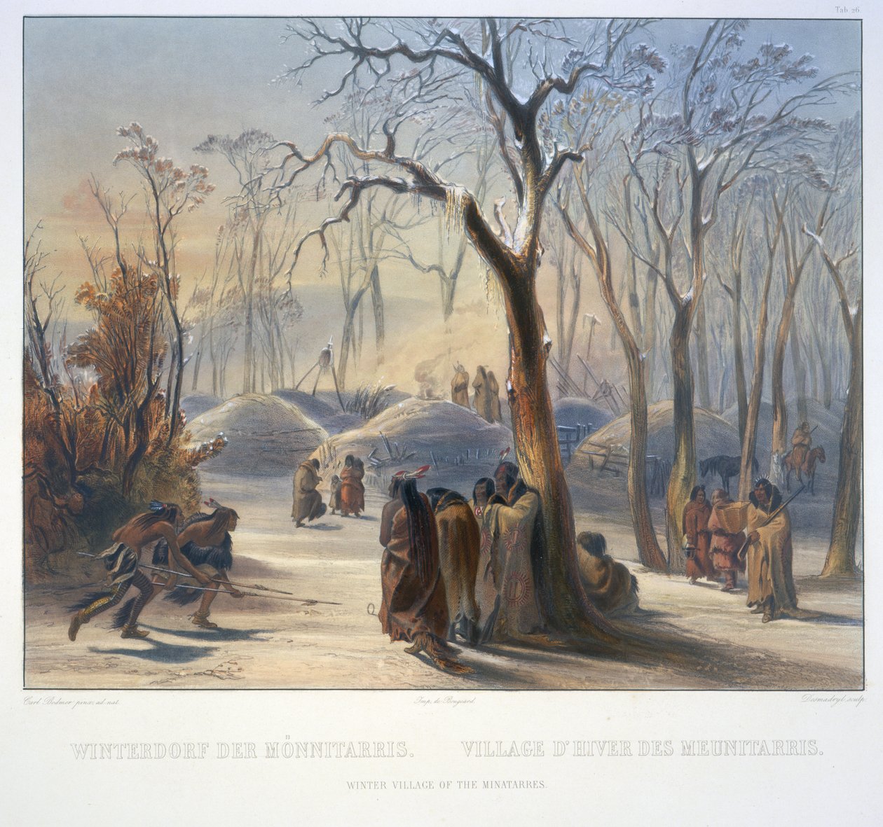Zimowa Wioska Minatarów autorstwa Karl Bodmer