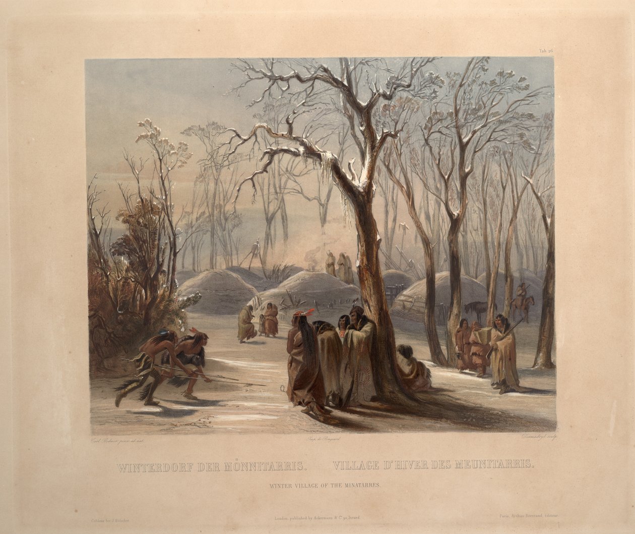 Zimowa wioska Minatarres autorstwa Karl Bodmer