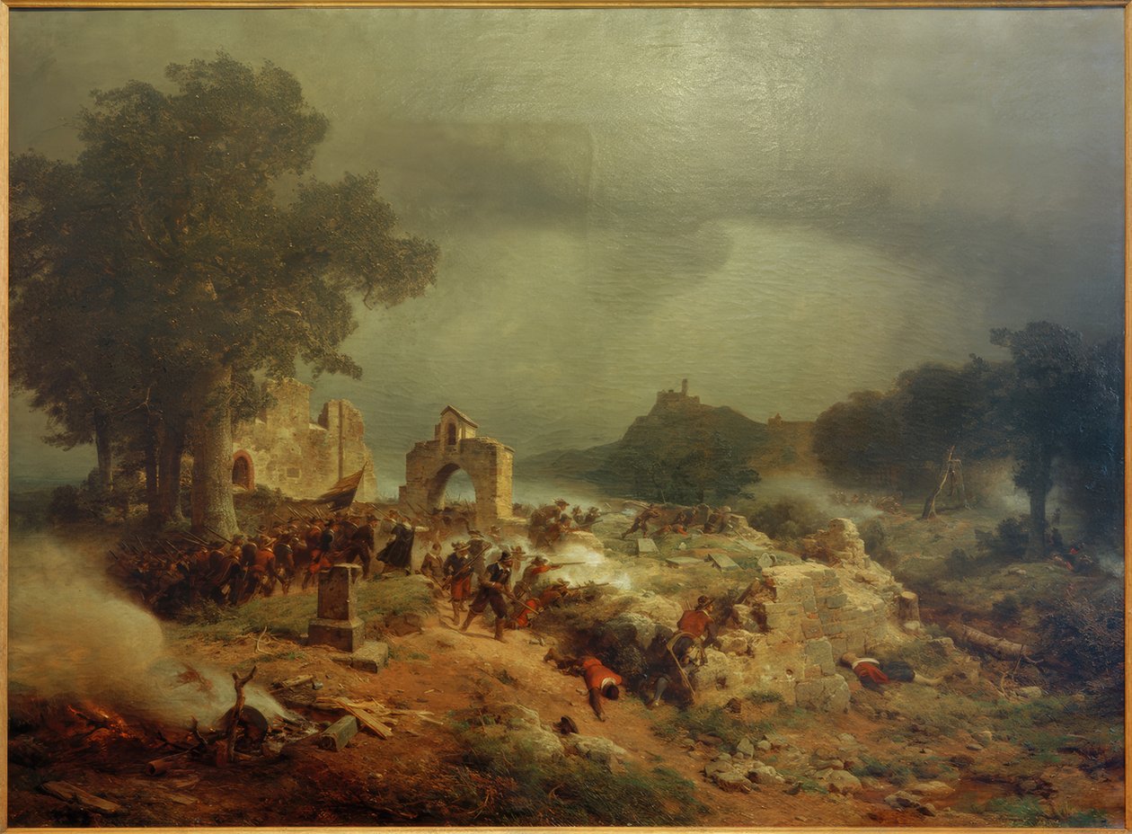 Krajobraz z wojny trzydziestoletniej autorstwa Carl Friedrich Lessing