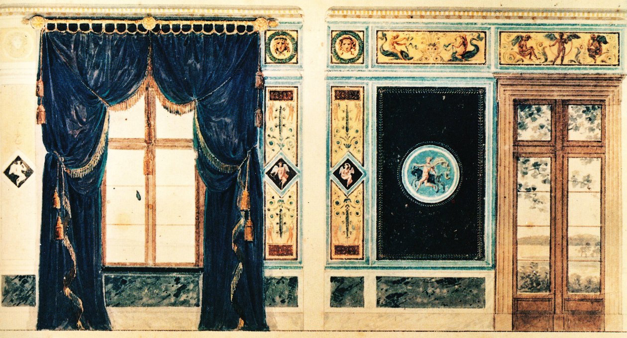 Rysunek Schinkela do pokoju południowego Casino Klein-Glienicke, 1824 autorstwa Karl Friedrich Schinkel