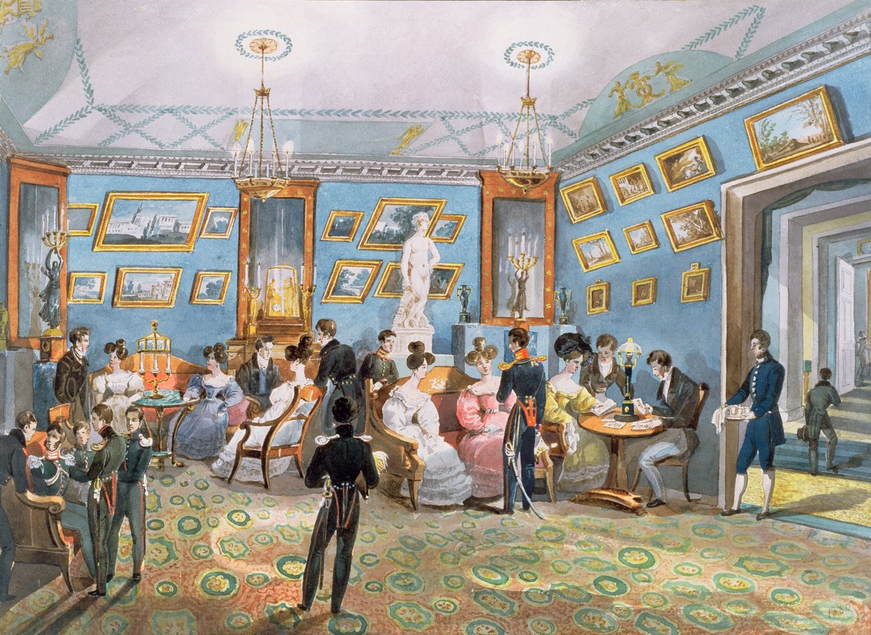 Salon Towarzystwa, ok. 1830 autorstwa Karl Ivanovich Kolmann